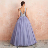 Gray Lace Ball Gown Formal Evening Prom Dress EN3408